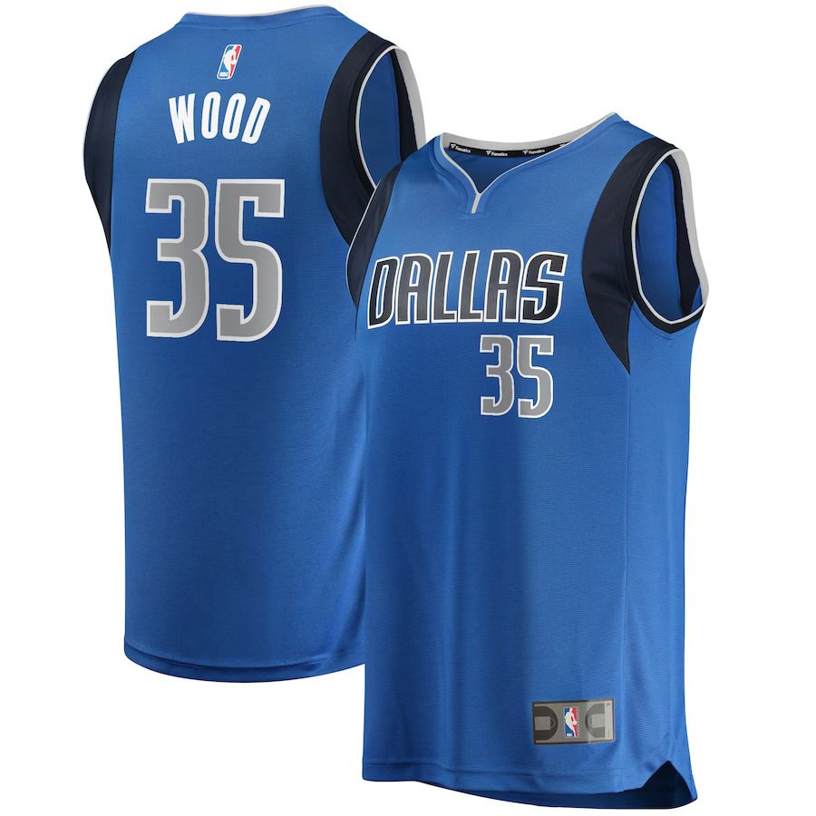 Men Dallas Mavericks 35 Christian Wood Fanatics Branded Blue Fast Break Replica NBA Jersey
